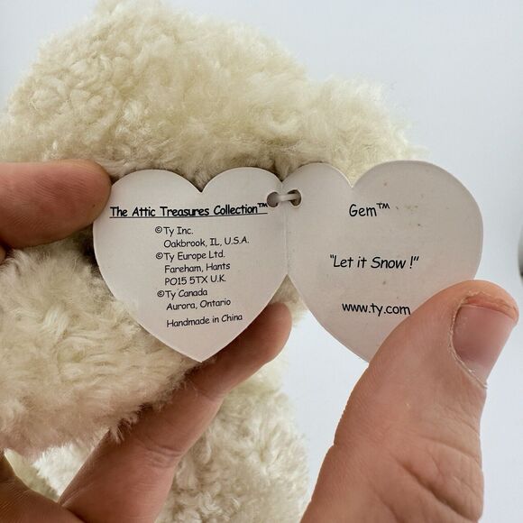 Ty Beanie Baby Gem Bear “Let It Snow” Holiday Christmas 12" 1993 - No ROBE - Picture 8 of 8